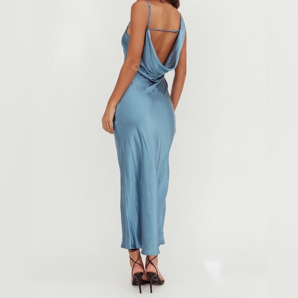 Here Comes the Sun Blue One Shoulder Midi Maxi Dress - Picture 3 of 12